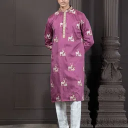 EKYAA Men Floral Embroidered Thread Work Kurta-picture-16