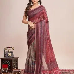 Anjaneya Sarees Maroon Woven Cotton Silk Kanjivaram Printed Designer Saree With Unstitched Blouse-picture-27