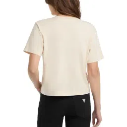 Guess Jeans Cream Embroidered Logo Boxy Fit Tee image 2
