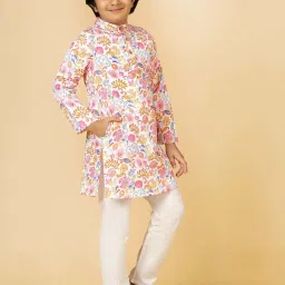 A.T.U.N. Boys Rouge Printed Full Sleeves Kurta Set image 4