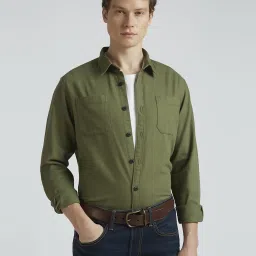 Pepe Jeans Olive Cotton Regular Fit Shirt image 4