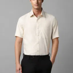 Louis Philippe Light Cream Cotton Regular Fit Shirt-picture-18