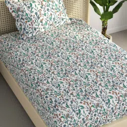 Bianca Estonia Mint & Orange 116 TC Poly Cotton Single Bedsheet with 1 Pillow Cover image 4