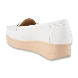 Shoetopia Women's White Wedge Loafers image 4