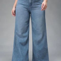 Miss Chase A+ Blue Denim Solid High Rise Jeans-picture-19