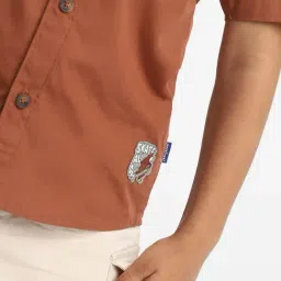 Nauti Nati Boys Brown Cotton Shirt-image-43