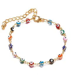 OOMPH Multicolor Evil Eye Beads and Medallion Link Chain Choker Pack of 2 image 4