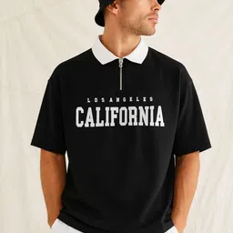 JUMPCUTS Men Typography Printed Polo Collar Cotton Relaxed Fit T-shirt-picture-37