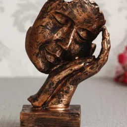 eCraftIndia Rustic Look Human Face Resting on Hands Handcrafted Polyresin Showpiece-picture-15