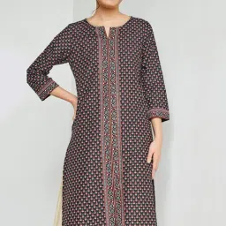 Global Desi Black Printed Straight Kurta-image-63