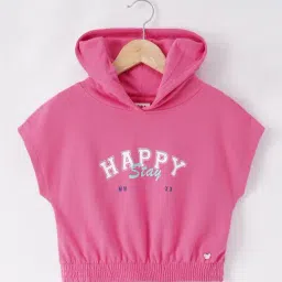 Ed-a-Mamma Kids Pink Cotton Printed Hooded T-Shirt-image-28