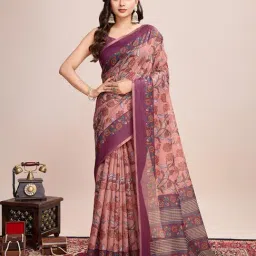 Anjaneya Sarees Light Orange Woven Cotton Silk Kanjivaram Printed Designer Saree With Unstitched Blouse-picture-13