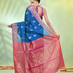 CHARUKRITI Blue Handwoven Saree image 2