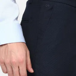 Peter England Navy Slim fit Solid Formal Trouser image 4