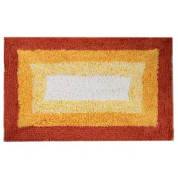 Saral Home Maroon & Yellow Cotton 1250 GSM Bath Mats - Set of 2 image 2