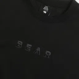 The Bear House Black Regular Fit Logo Printed Sweatshirt image 4
