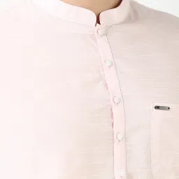 Peter England Pink Cotton Slim Fit Texture Kurta image 4