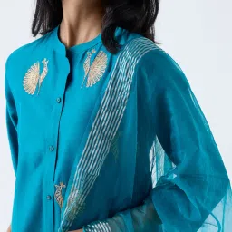 Vark by Westside Teal Sequin Embellished A-Line Ethnic Set image 4