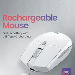 Portronics Toad 36 Wireless Mouse, 2.4GHz, Rechargeable, 6 Buttons, 1600 DPI, Ergonomic, White image 2