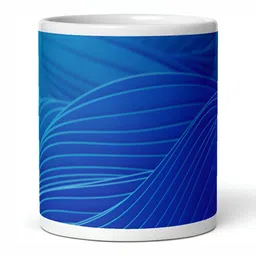 Mr UVD White & Blue Abstract Printed Ceramic Matte Mugs 350 ML image 3