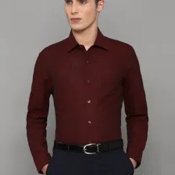 Louis Philippe Maroon Cotton Regular Fit Texture Shirt-picture-21