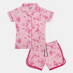 Bodycare Girls Light Pink Printed Shirt with Shorts-image-0