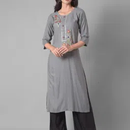 Dollar Missy Grey Embroidered Straight Kurta-picture-10