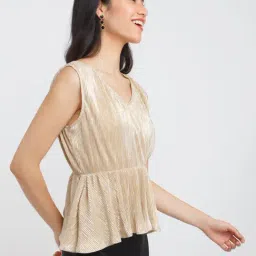 Zink London Golden Striped Peplum Top image 3