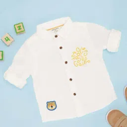 Pantaloons Baby Boys Bright White Cotton Solid Full Sleeves Shirts-picture-15