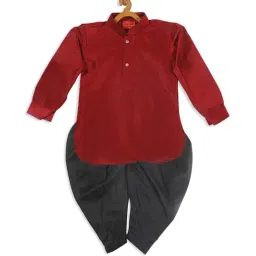 VASTRAMAY Boys Maroon KurtaSets image 2
