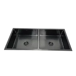 Jayna Regal PVD Square Series Double Bowl Kitchen Sink Black Finish 45x20x9 inch, JRPV 4520 DB-picture-16
