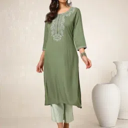 Soch Green Embroidered Straight Kurta-image-67