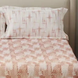Layers BasicX Pink Printed Pure Cotton 120TC King Bedsheet & Pillow Covers 107"x107" image 4