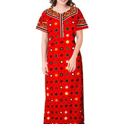 AAKARSHANA CREATION Women Red Maxi Nightdress-picture-36
