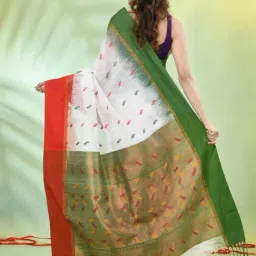 CHARUKRITI White Handwoven Saree image 2