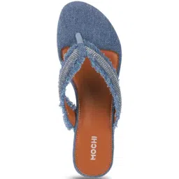 Mochi Women's Blue Thong Wedges image 4