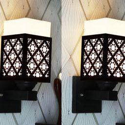 Gojeeva Black Wood Square Shaped Wall Lamp-picture-49