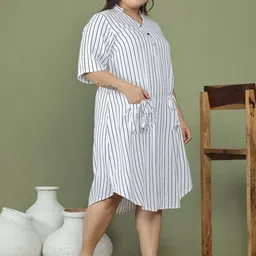 theRebelinme Plus Size Striped A-Line Dress image 4
