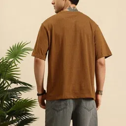 PockMAN Men Bio Finish Solid Round Neck Cotton Oversized T-shirt image 2