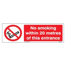 SUNSIGNS  No Smoking within 20 metres of this entrance Signage Size 600x200 mm HP Print + Vinyl, SS0210-picture-40
