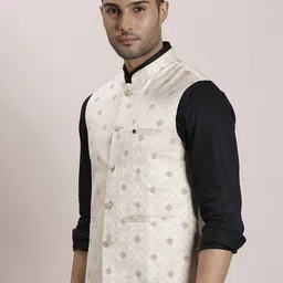Turtle Men Slim Fit Self Design Nehru Jackets image 4