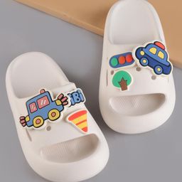 Oh! Pair Slip On  Clogs with Car Applique - White-picture-16