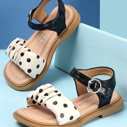 Oh! Pair Sandals with Velcro Closure & Polka Dots Print - Black-picture-44