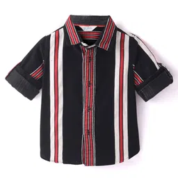 INFINITY Corduroy Cotton Woven Full Sleeves Striped Shirt - Black-picture-11