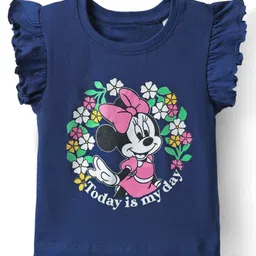 Kookie Kids India Disney Single Jersey Knit Frill Sleeves T-Shirt with Minnie Mouse Graphics - Navy Blue-image-32