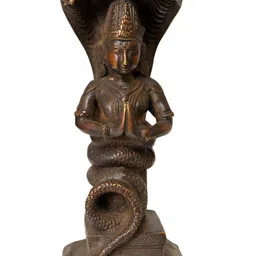 Exotic India Brown & Gold Toned Lord Patanjali Brass Idol Showpiece-image-90