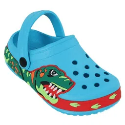 Yellow Bee Dinosaur Detailed Clogs - Light Blue image 3