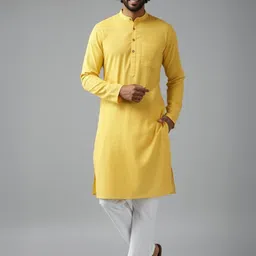 APEKTRA Mandarin Collar Long Sleeves Pure Cotton Straight Kurta-picture-25