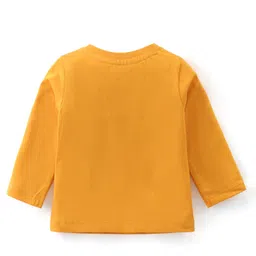 Babyhug Cotton Knit Full Sleeves T-Shirt & Lounge Pants Set With Bear Print - Mustard & Blue image 3