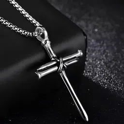P. R. PRINTS Set Of 2 Silver-Plated Stainless Steel Geometric Pendant With Chain-picture-10